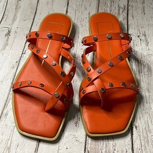 Dolce Vita Orange Studded Crisscross Slide Sandals